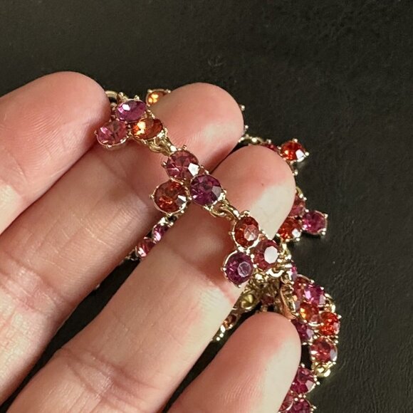 Ann Taylor LOFT Rhinestone Crystal Collar Necklace Sparkling Stones Pink Orange - Picture 5 of 5